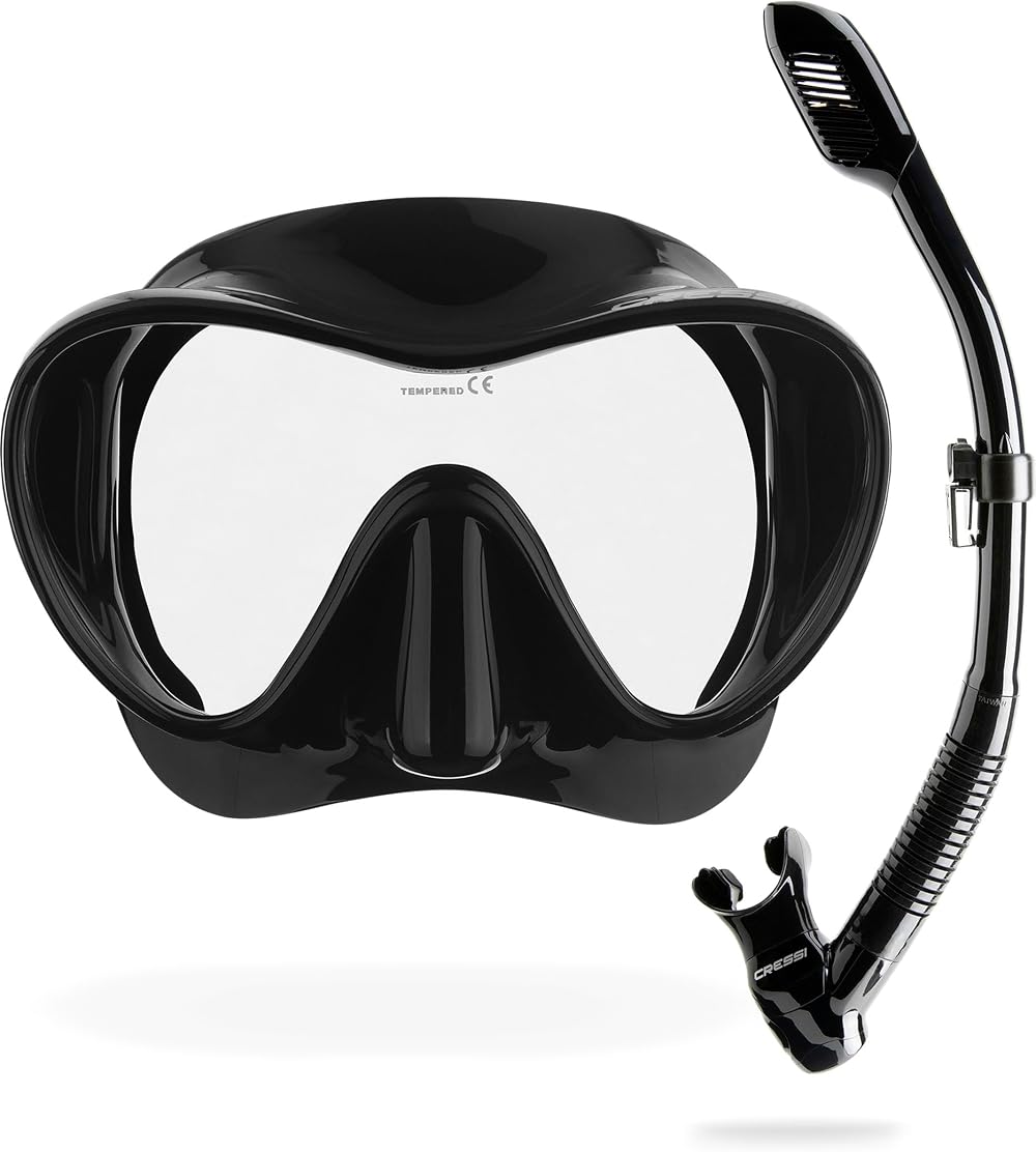 Cressi F1 Frameless Diving Mask Anti-Fog Tempered Lens Black One Size
