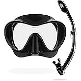 Cressi F1 & Supernova Dry Mask & Snorkel Kits, Black/Black