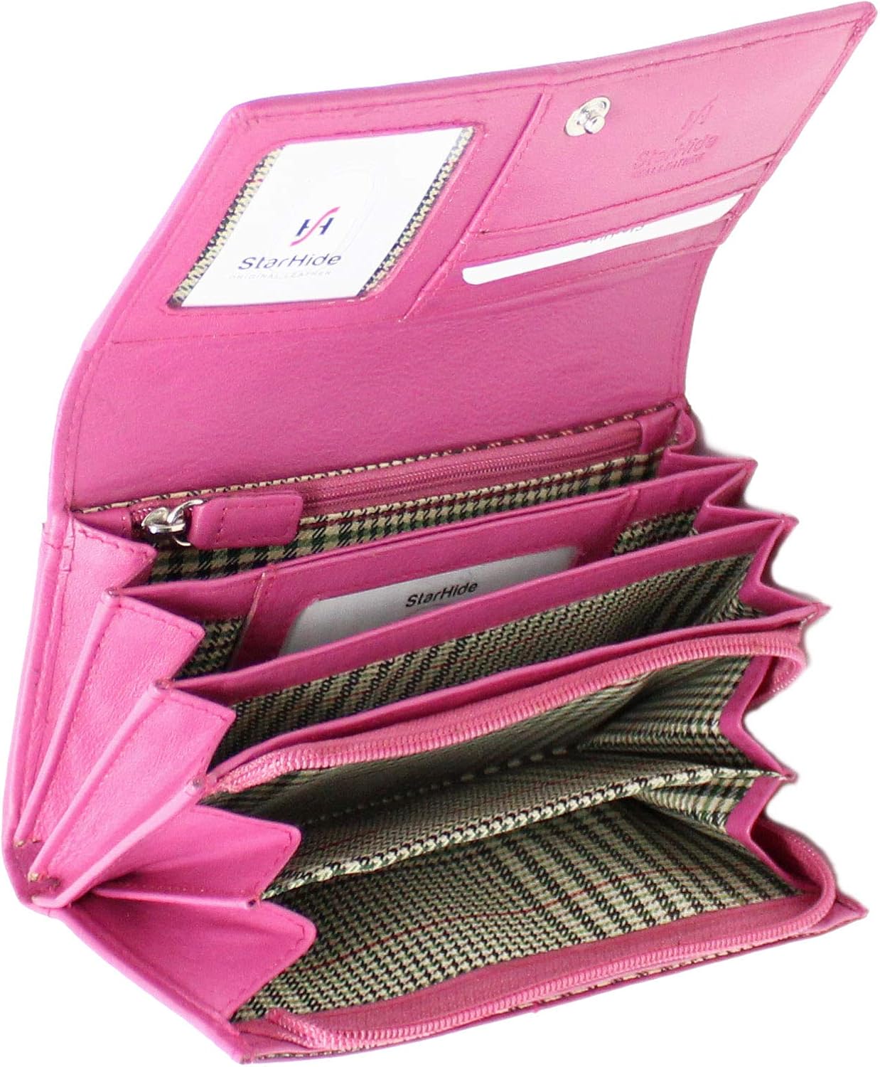 STARHIDE Ladies RFID Long Clutch Wallet, Soft Genuine Leather Flap Over Women Purse, Credit Cardholder - Image 5