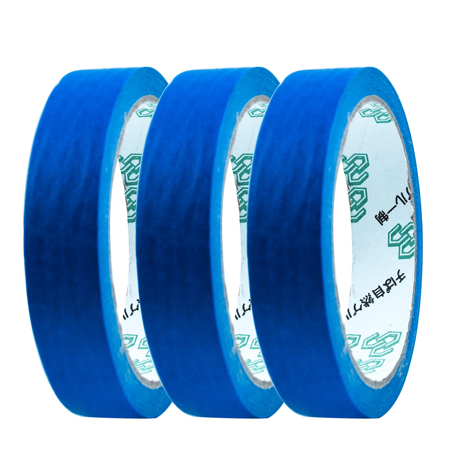 3 Rolls Blue Painters' Masking Tape, Writable Low-Tack Decorative Tape for Indoor Painting, Renovation and Decorating (20mm x 20m)