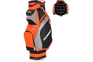 ULTIMATE Golf Cart Bag, 14 Way Top Dividers Golf Carry Bag w/Pockets & Umbrella Holder, Portable Golf Club Bag w/Soft Shoulder Strap & Rain Hood, Lightweight Golf Bag for Women & Men