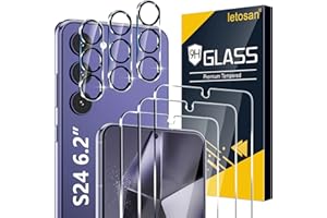 [3+3 Pack] for Samsung Galaxy S24 Screen Protector, 9H Tempered Glass, Ultrasonic Fingerprint Compatible, HD Clear Case Frien