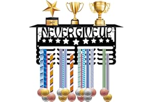 ACRNIGHEET Medal Hanger Display Holder Rack for Awards, Running Medal Holder Wall Hanger, Never Give Up Award Trophy Shelf Ribbon Holder, Medal Display for Athlete Boy Girl Holder Gifts for Runners
