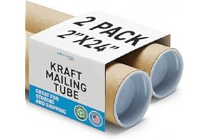 MagicWater Supply Mailing Tube - 2 in x 24 in - Kraft - 2 Pack - for Shipping and Storage of Posters, Arts, Crafts, and Docum