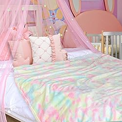 MACEVIA Tie Dye Rainbow Throw Blanket for
