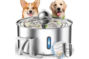 HUTENOY Dog Water Fountain,7L/1.8Gal/236oz Stainless Steel Dog Water Bowl Dispenser,Auto Pet Water Fountain with Spherical Fountain Spout,Ultra-Quiet Pump,5-Layer Filtered Water Fountain for Large Dogs
