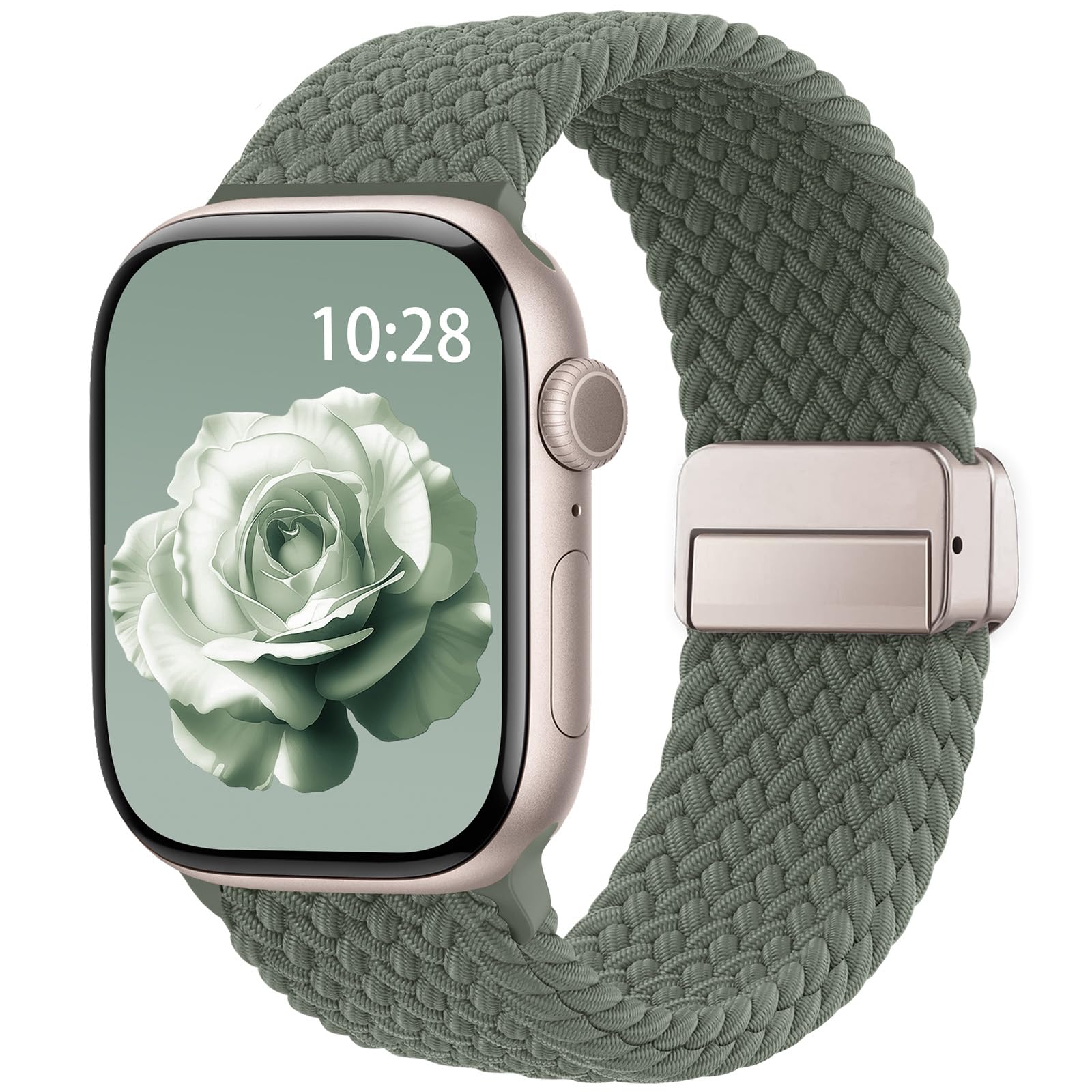 Photo 1 of Braided Stretchy Band Compatible with Apple Watch Bands 38mm 40mm 41mm 42mm 44mm 45mm 46mm 49mm Women Men, Soft Nylon Solo Loop Magnetic Sport Strap for iWatch Series 11 10 9 8 7 6 5 4 3 2 1 SE Ultra