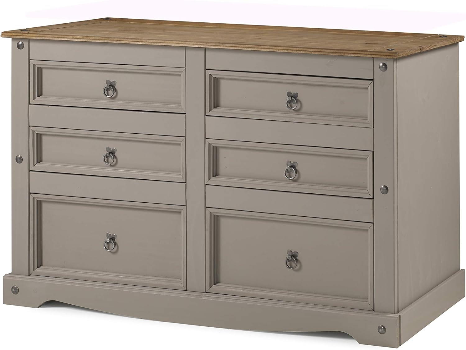 Mercers Furniture Corona Grey Wax Low 3+3 6 Drawer Wide Chest Sideboard