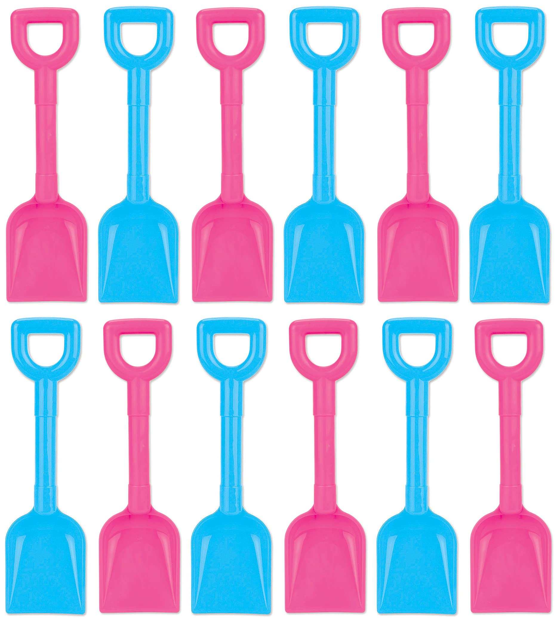 Set Of 12 Pink & Blue 9" Small Kid's Plastic Beach Spade