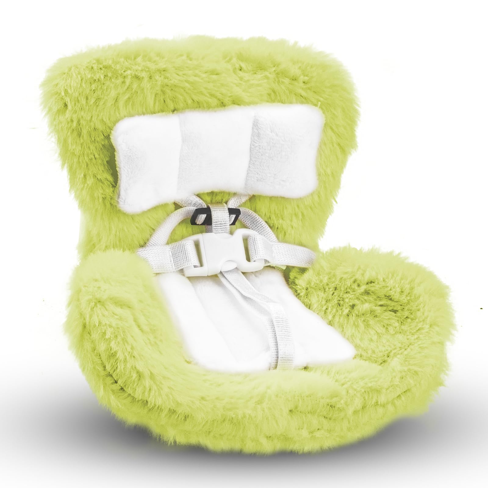 Car Seat for Dolls, Decorative Plush Sofa with Soft Furry Cushion, Clip, Safety Belt Plush Toy Car Seat Decor Doll Ornaments Accessories for Display Dolls Safety Seat (Green)