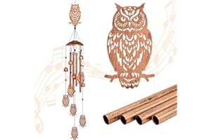GDNSFIT Owl Wind Chimes for Outside,Metal Windchimes,Owl Gifts for Women/Men,Wind Chime Garden Decor Outdoor,Memorial/Housewarming/Birthday/Festival Gifts,Front Yard Decor