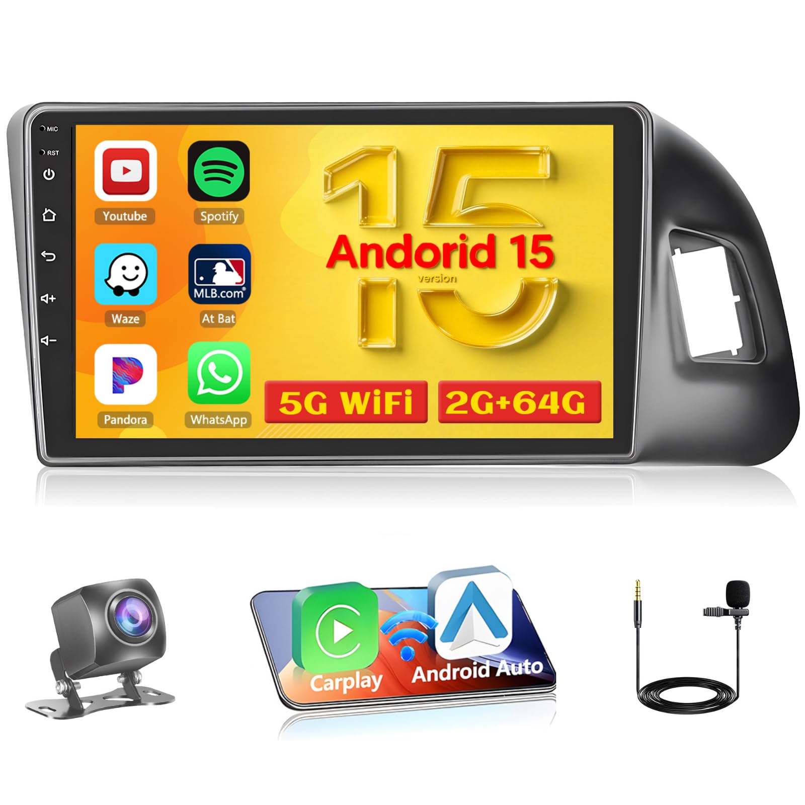Photo 1 of [64G] Android 15 Car Stereo for Audi Q5 2010-2018 Radio, Hikity 9 Inch Touchscreen Radio Wireless Carplay Android Auto Mirror Link GPS 5G WiFi Bluetooth 2+64G FM/RDS/EQ Audio Backup Cam/SWC/MIC