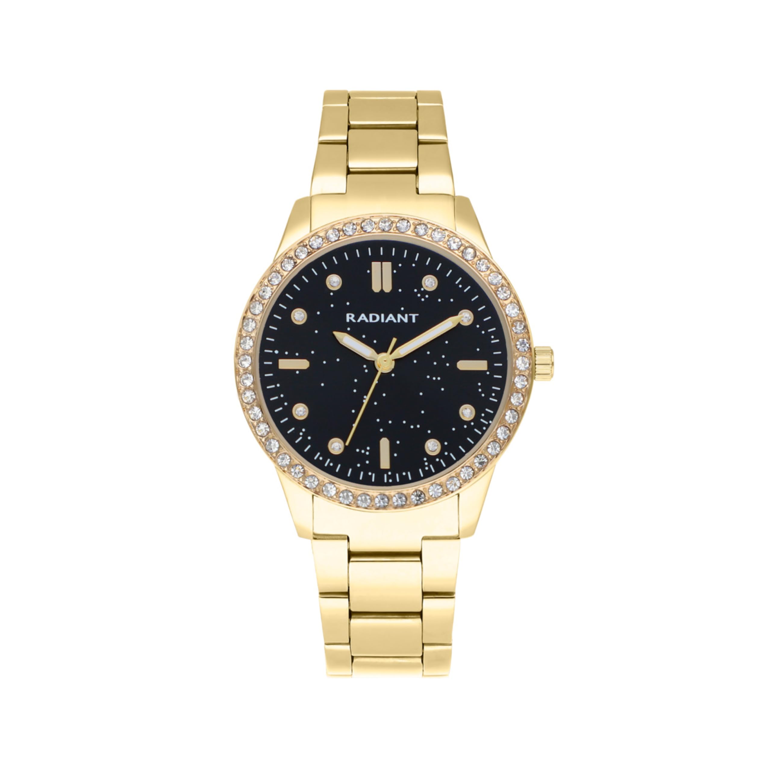 Radiant - Universe Collection - Analogue Watch. Wristwatch for Women. Bracelet Watch with Sparkling Stones on The Bezel. 3ATM. 38 mm, Gold, 38MM, Bracelet