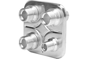 ARAMOX Air Conditioning Bulkhead, 4 Port Air Conditioning Heater Hose Firewall Bulkhead, Fit for Hot Rod Vehicles, for Performance Vehicles (Silver)