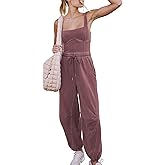 Fmkagva Women’s One Piece Overall Jumpsuits Sleeveless Athletic Onesie Adjustable Drawstring Waistband Overalls Rompers