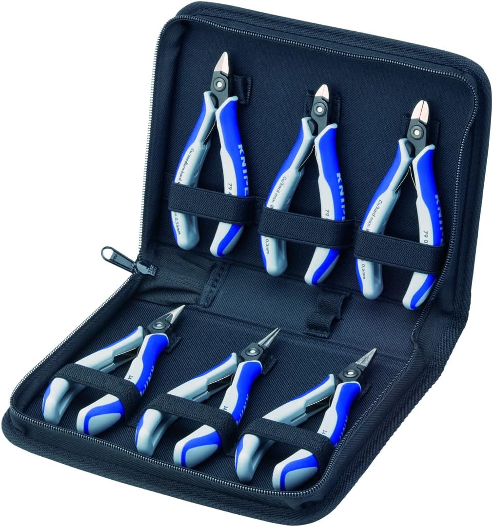KNIPEX Case for Electronics Pliers with Tools for Work on Electronic Components 6 Parts 215 mm, 00 20 16 P