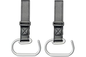 DEIHAALEN 2 Pcs Stroller Hooks, Mommy Stroller Clip and Stroller Accessories Organizer Hook, Brushed Aluminum Hook for Strollers/Walkers/Mobility Scooter/Wheelchair/Rollator(Black)