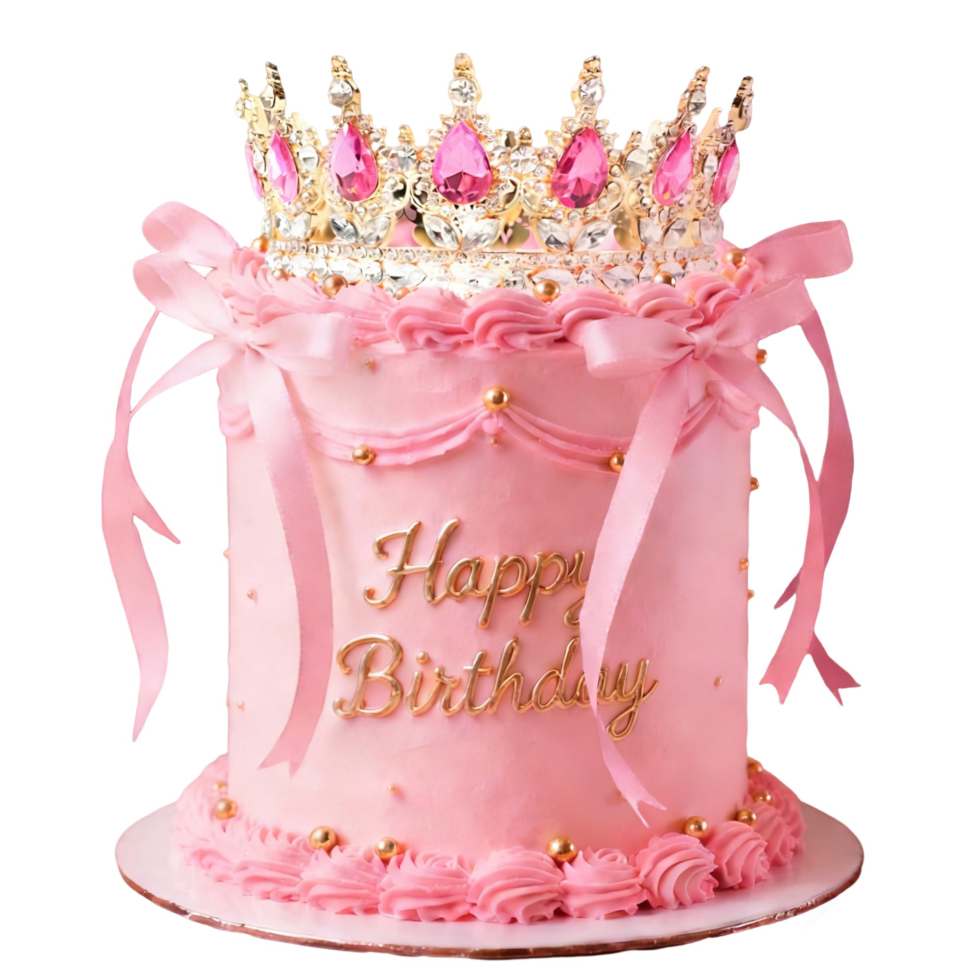 Photo 1 of 19Pcs Pink Crown Cake Topper Princess Crown Tiara Cake Decorations Pink Bows Princess Birthday Party Decoration Queen Themed Bridal Shower Wedding Party Supplies