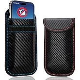 Coorattyes Faraday Bags For Phones,Faraday Phone Bag,Go Dark Bags For Cell Phones,Carbon Fiber Surface Signal Blocking Pouch, Car Key/Wifi/Rfid/Gps Signal Blocker With Red Blue Stiching
