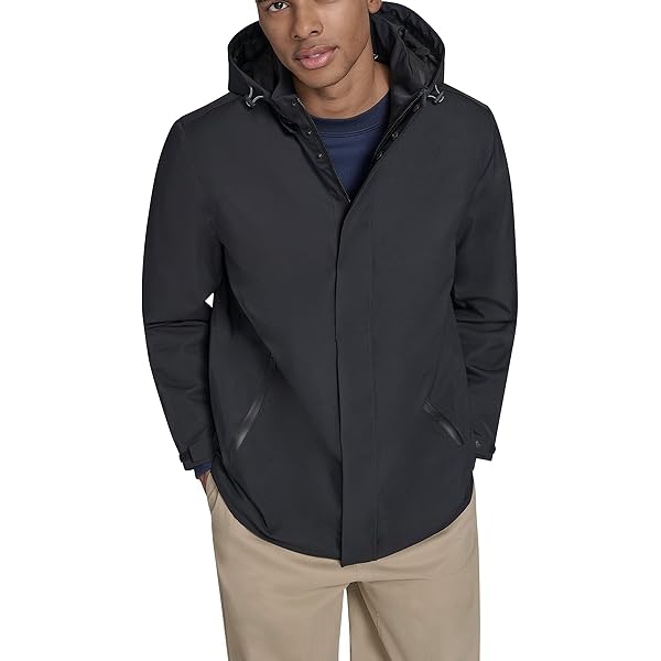 Brooks Brothers Mens Smooth Nylon Contrast Zip Hooded Windbreaker