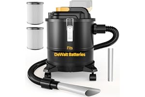 APEXPOWER Cordless Ash Vacuum for Pellet Stoves, for DEWALT 20V Max Battery, Pellet Stove Vacuum Cleaner with 2 HEPA Filters, Powerful Suction, 4 Gallons & 4 Wheels, 38" Hose for Wood Fireplaces, BBQ Grills