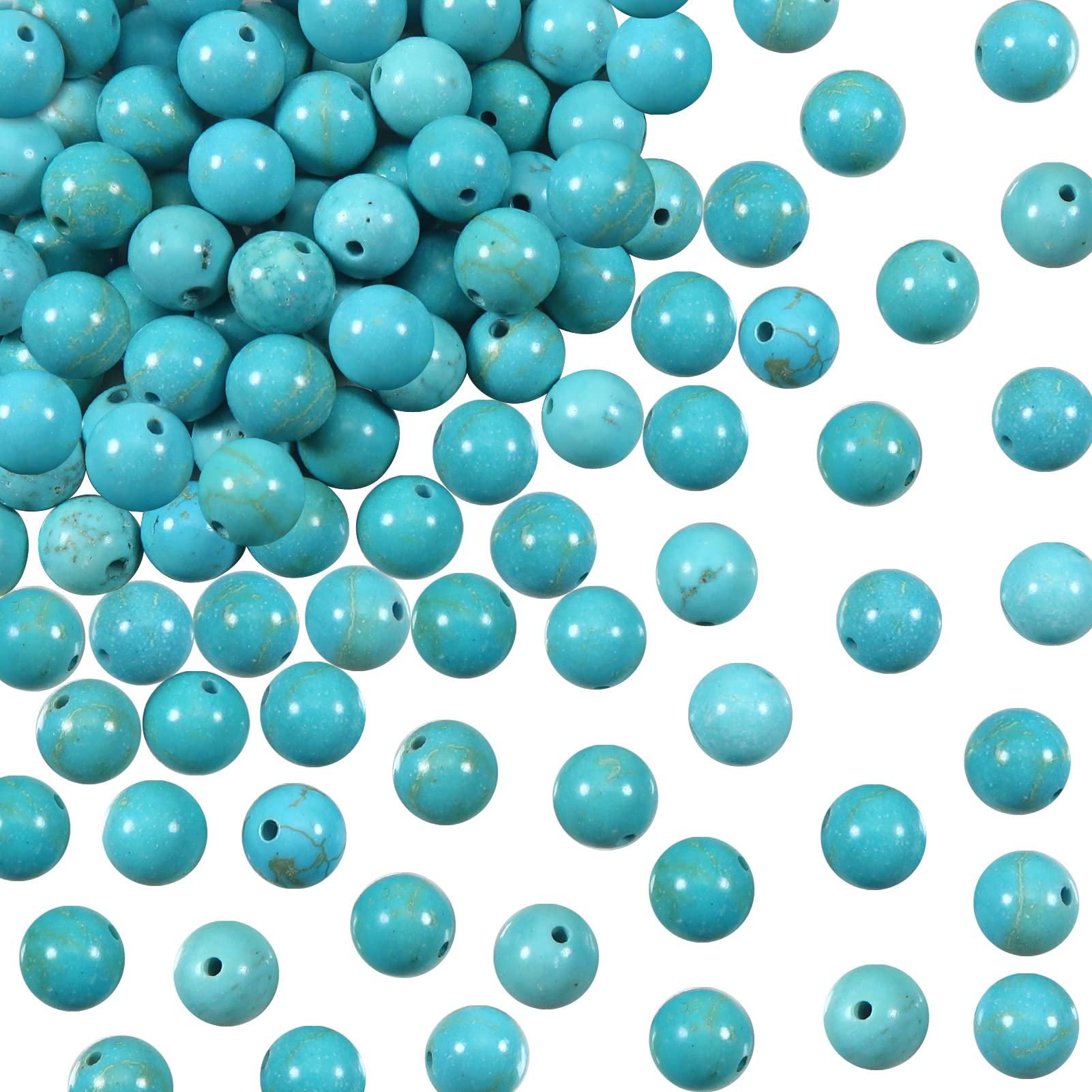 TOAOB 100pcs Blue Turquoise Stone Beads 8 mm Natural Loose Beads for Jewellery Making Necklace Bracelet Earrings — image 1