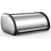 ENLOY Bread Box for Kitchen Counter, Stainless Steel Roll Top Bread Bin | Large Bread Storage Bin with Roll Top Lid, Silver Bread Storage Holder for Loaf, Bagels and Pastries, 17 x 11 x 7 Inches
