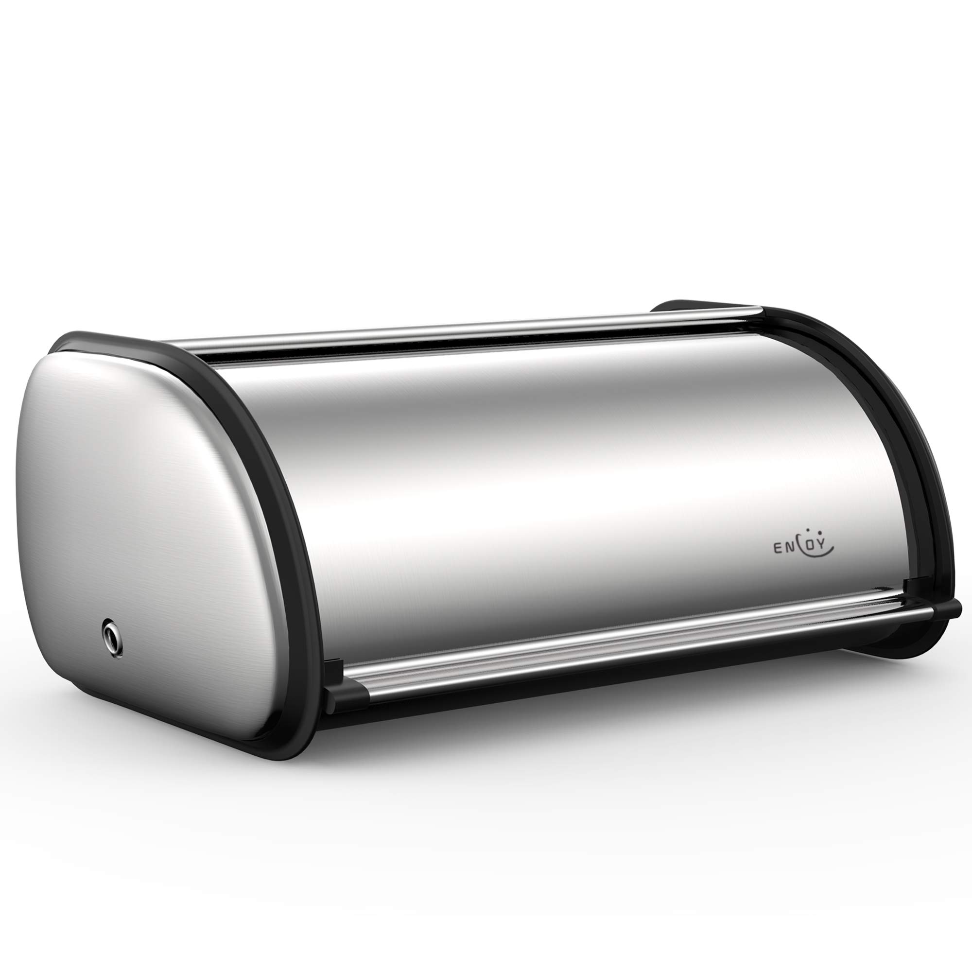 Photo 1 of ENLOY Bread Box for Kitchen Counter, Stainless Steel Roll Top Bread Bin, Sliver Bread Storage Holder with Lid, Large Capacity Bread Keeper, 17 x 11 x 7 Inches