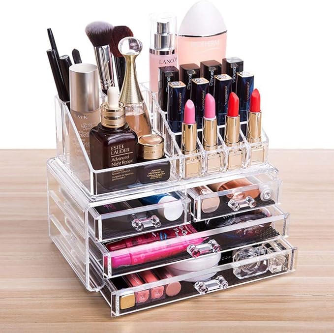 FOBUY Clear Acrylic Makeup Organiser Storage Stand Display Table for