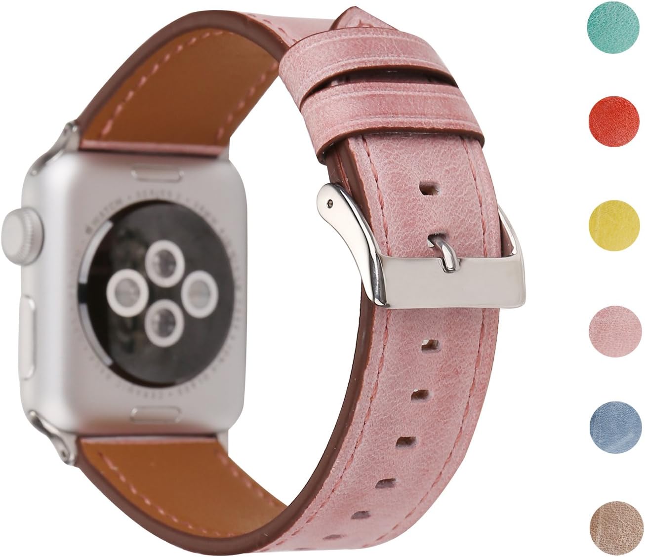 HULUCKY Watch-Wrist Compatible with Apple Watch Band, Fresh Style Wrist Strap Replacement for iWatch Series 3 2 1 Designer Leather Bracelet with Connector fits 38/42mm