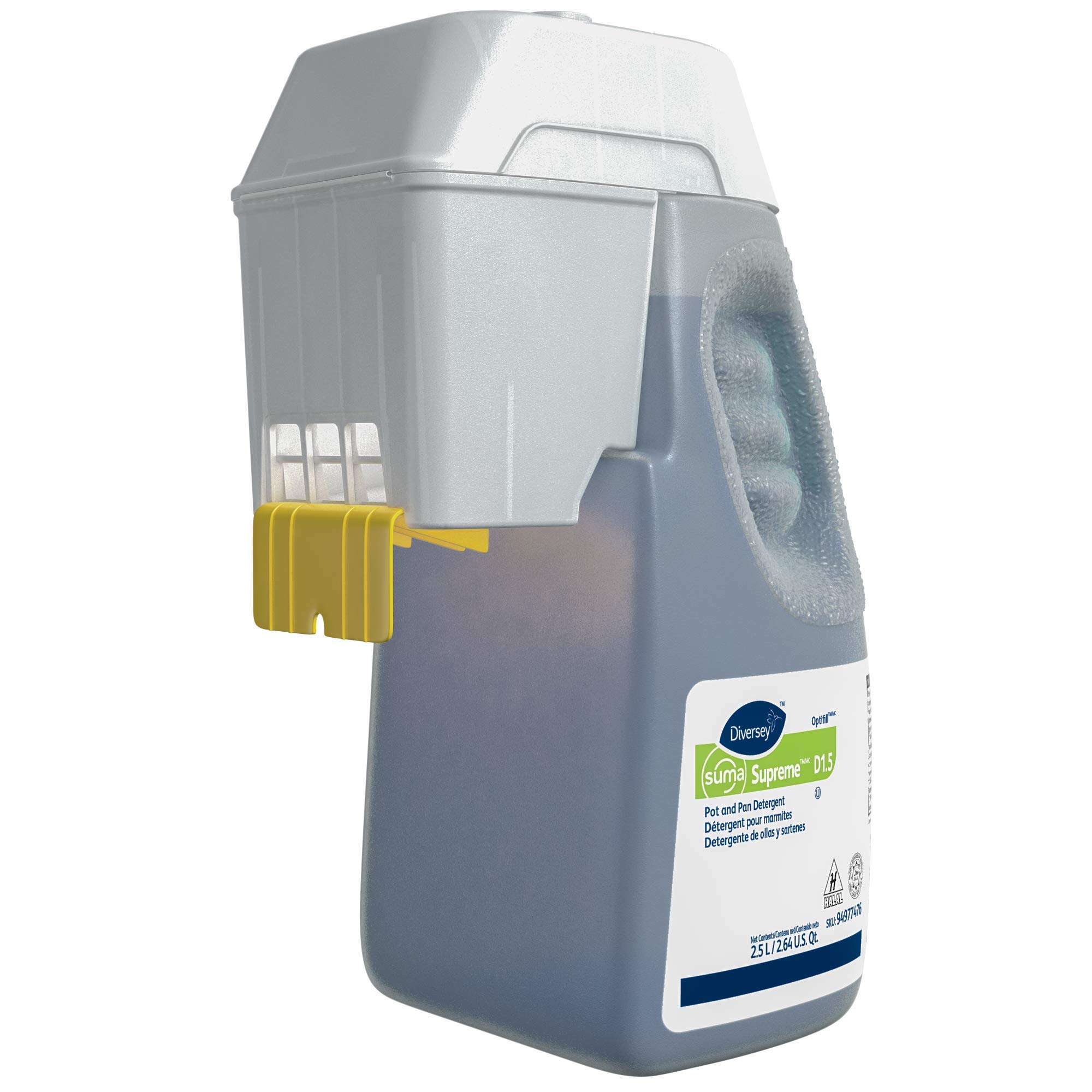 Diversey 94977476 SUMA Supreme D1.5 Pot and Pan Detergent, for Manual Warewashing Dish Wash with Floral Scent, Concentrate Optifill, 2.5-Liter