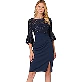 Adrianna Papell Womens Floral Lace Combo Dress