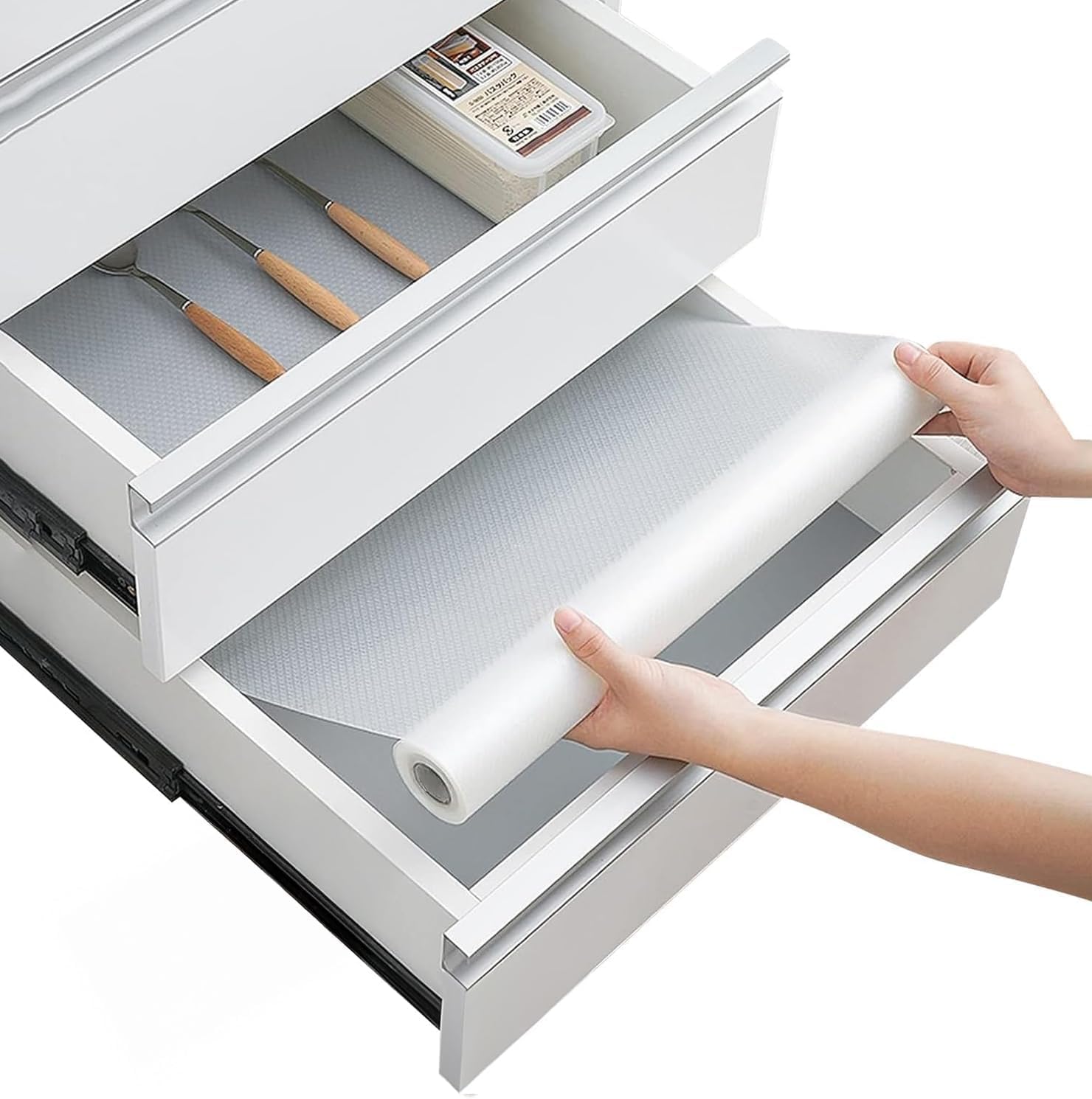 Kitchen Drawer Liners by Linda’s Essentials (30 x 500 cm) - Non-Slip Cupboard & Fridge Mats, Protects from Spills, Multi-Use Shelf & Cabinet Liner, Great Kitchen Accessory (Clear)