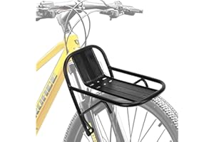 Kelepu Bike Front Rack Aluminum Alloy Bike Cargo Rack Ompatible with Road Bike Mountain Bike Easy Installation Front Bike Rack for Carrying Luggage Groceries Etc