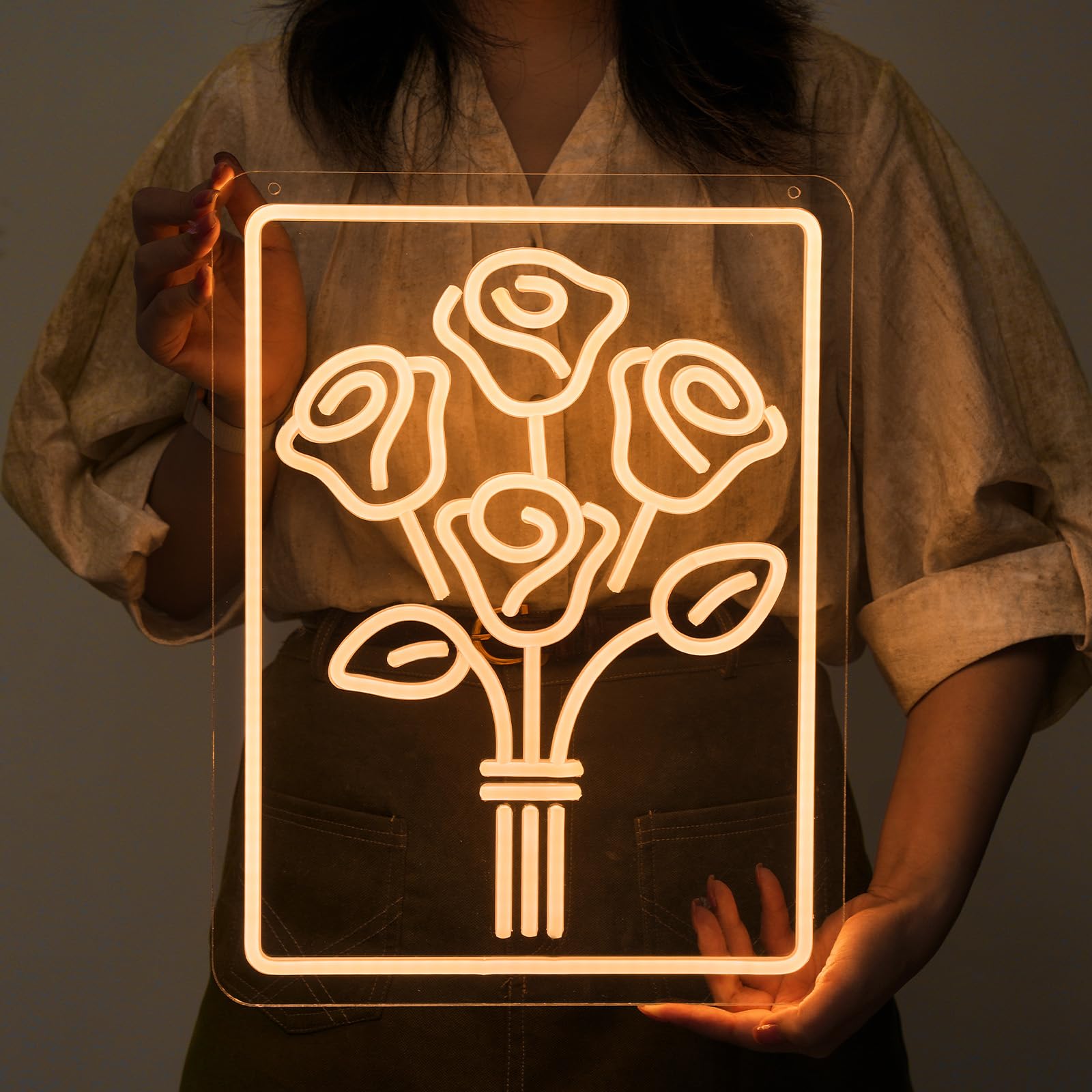 Photo 1 of Neon Sign for Wall Decor Aesthetic, Gifts for Women Her Mom Wife Girlfriend on Birthday Valentines Mothers Day Christmas,Rose Flower LED Neon Light for Bedroom Living Room 16.7 * 12.6