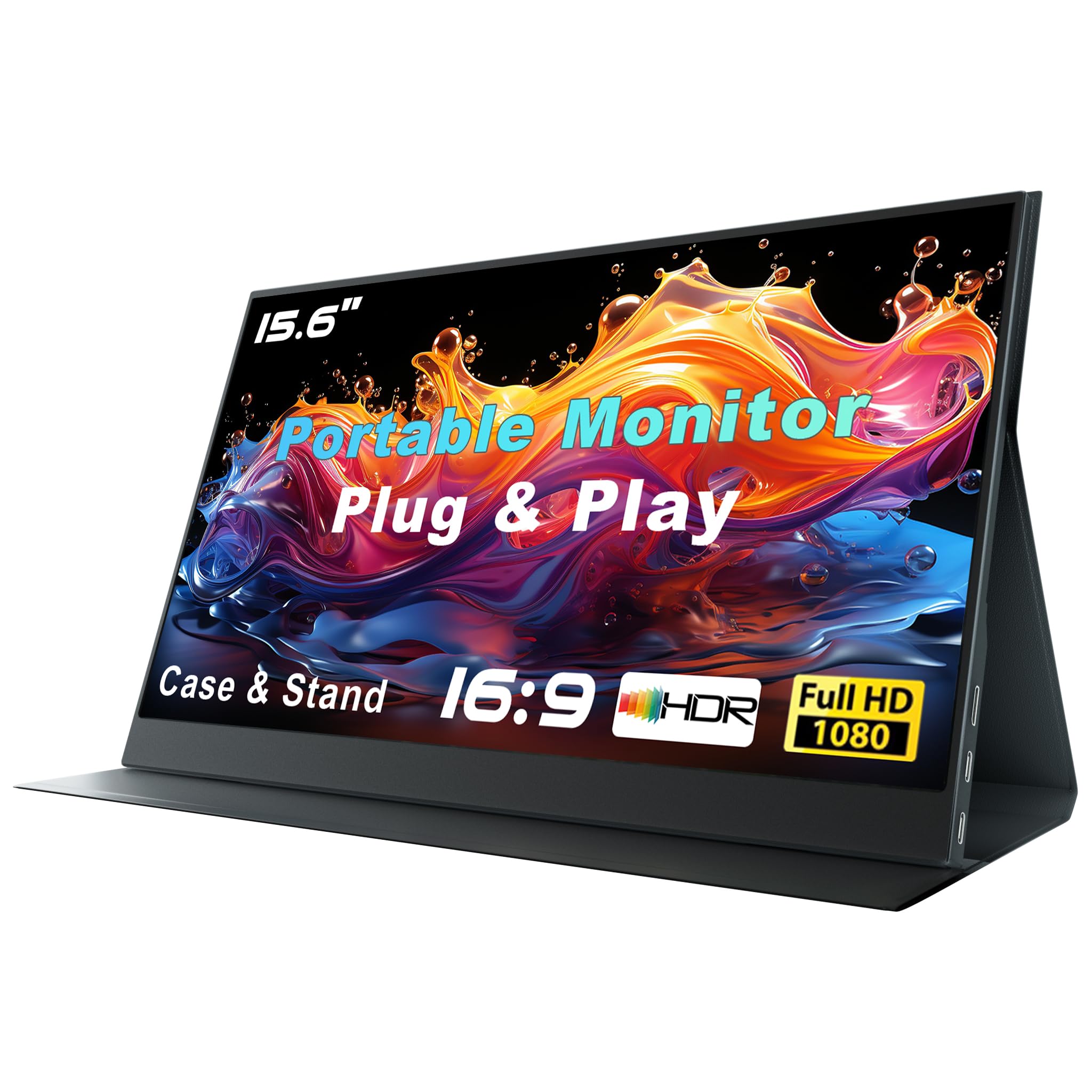 Photo 1 of Portable Monitor for Laptop, 15.6 Inch 1080P FHD Portable Monitor Second Screen Extender with USB C HDMI Cover Stand Speaker for Laptop Computer PC Mac Phone PS5/4 Xbox Switch Travel Gaming Work