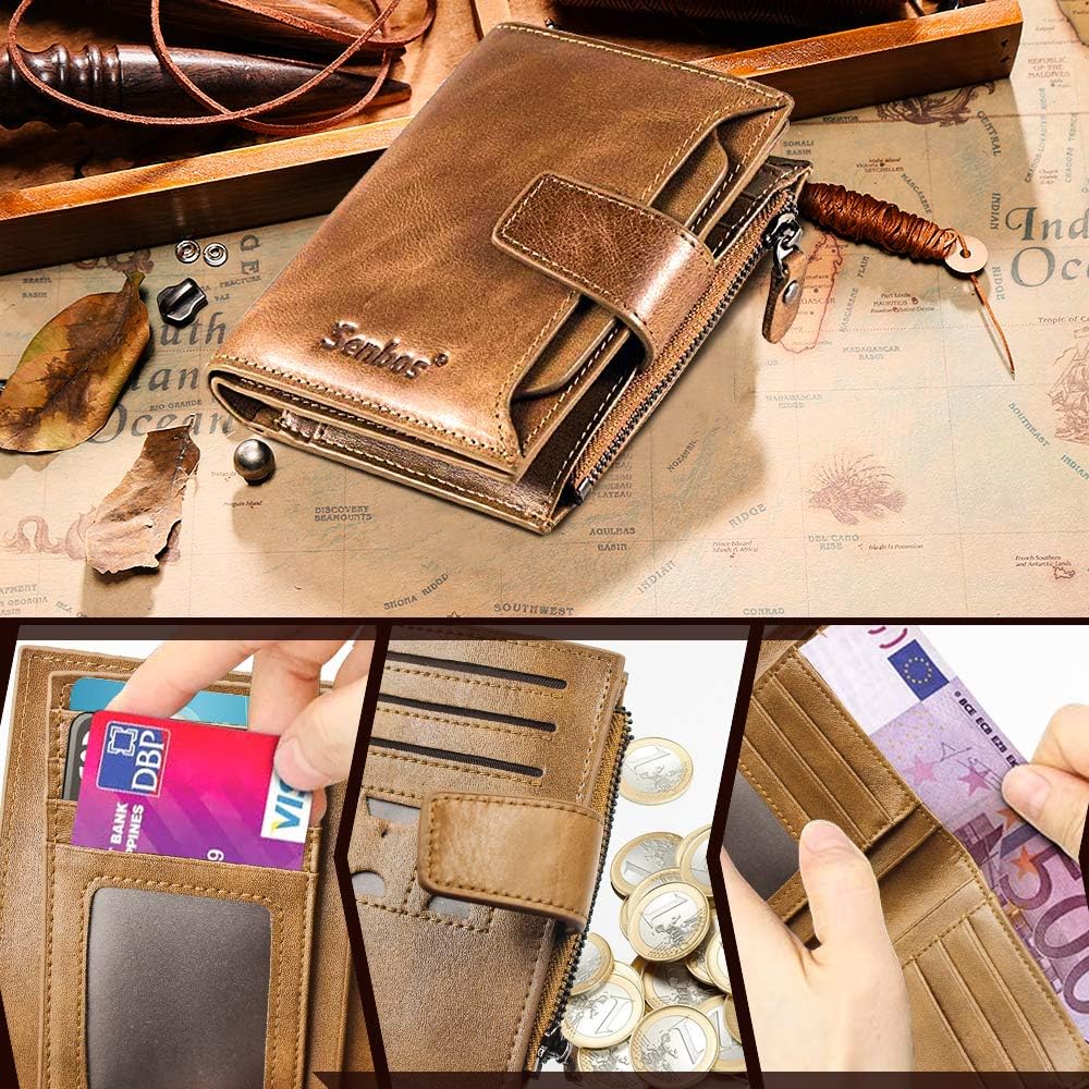 Senbos Men's RFID Protection Genuine Leather Wallet Vertical with 18 Card Slots - Image 3