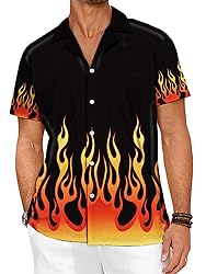 LuckLemocor Flame Shirts Mens Fire Shirt Short