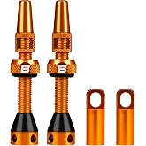 BWSHLF Tubeless Presta Valve Stem 40/44/55/60/65/80/100 mm, Super Light Alloy Presta Valve Stem Kit with Valve Core Remover Tool and Valve Stem Caps - Multiple Color and Size Options(Pair)