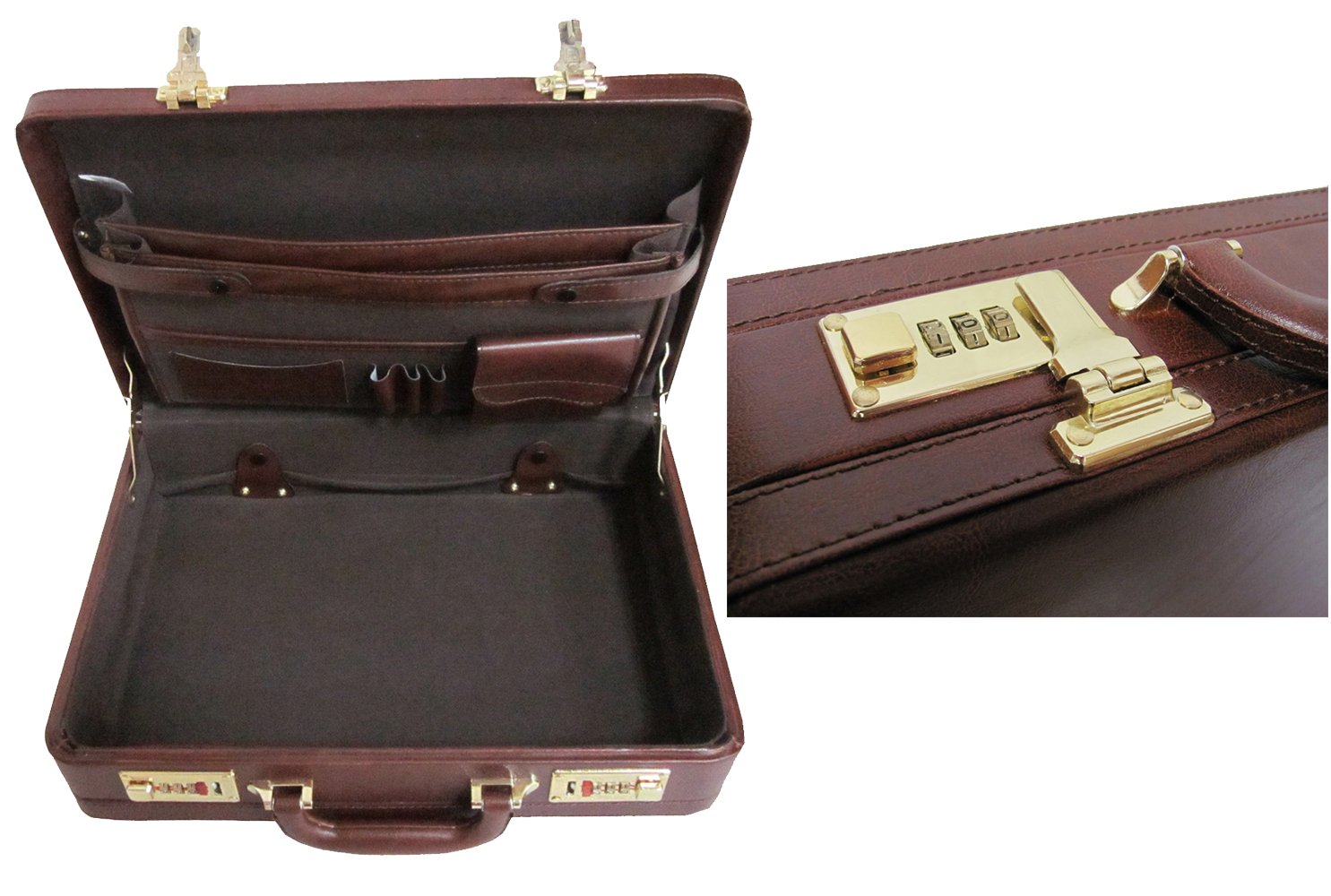 Amerileather Expandable Executive Faux Leather Attache Case (#2893-89)
