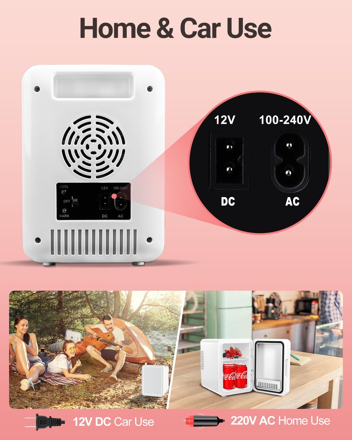 Portable Mini Fridge for Skincare Beauty Cosmetic Makeup, 4-Liter Thermoelectric Cooling and Warming Skin Care Refrigerator With Mirrored Door and Dimmable LED Light, White