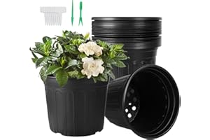 Huvai 24 Pack 3 Gallon Nursery Pots, Thickened Soft Black Plastic Plant Pots with 24Pcs Waterproof Plastic T-Type Plant Tags and 2Pcs/Set Transplanting Digging Mini Tools