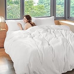 Shilucheng 100% Linen Queen Duvet Cover Set, Luxury