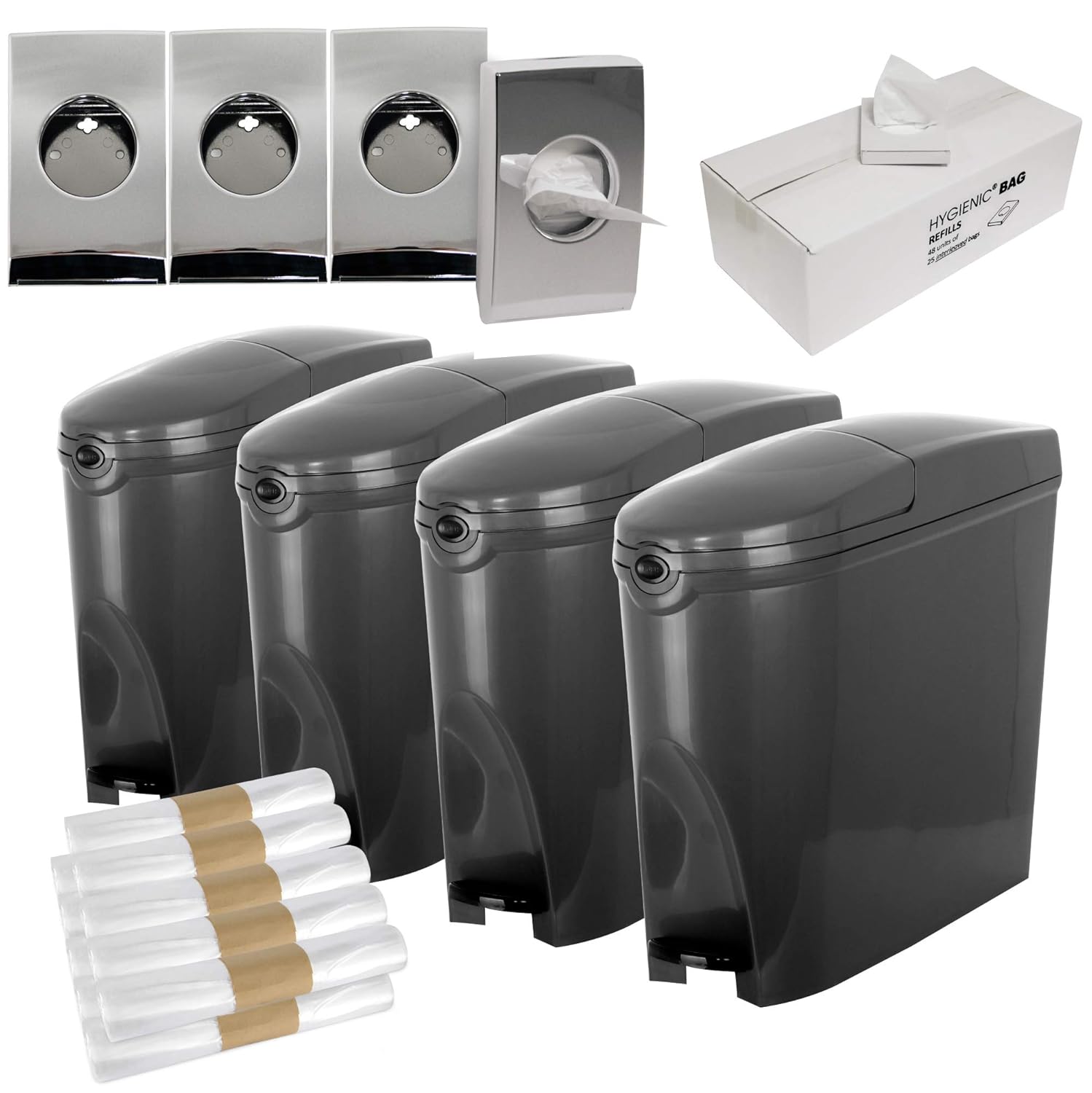 AIRSENZ Commercial Grade Sanitary Bin Set 4 x Large 20L Sanitary Bins
