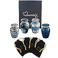 Forever in Our Hearts Classic Keepsake Urns Set of 4 - Beautiful Shades of Mini Keepsakes - Keepsake Urns - Token Urns - Handcrafted & Affordable Mini Urns for Ashes with 4 Velvet Bags (Blue)