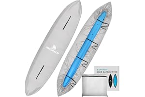 Obcursco 600D Kayak Cover Waterproof, 9.3-16.5FT Thickened UV-Proof, Tear and Fade Resistant Canoe Cover, Kayak Covers for Outdoor and Indoor Storage, Perfect as Kayak Accessories for SUP Paddle Board
