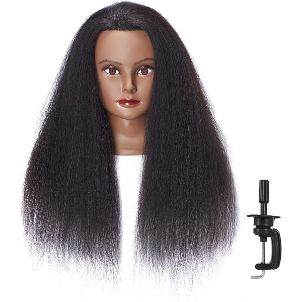 Hairlink Übungskopf Aus Yaki-Kunstfaser – 66–71 Cm, Mit Ständer, Für Friseure & Kosmetikschule