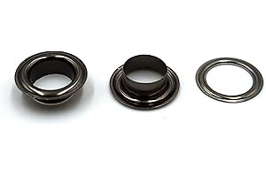 Innetoc Solid Brass Grommets Eyelets 100 Pack (3/8"(10x16.5), Gun Black)