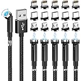 540° Rotating Magnetic Phone Charger [6-Pack, 3ft/3ft/3ft/6ft/6ft/10ft] 3 in 1 Magnetic Nylon Braided Magnetic USB Cable for 