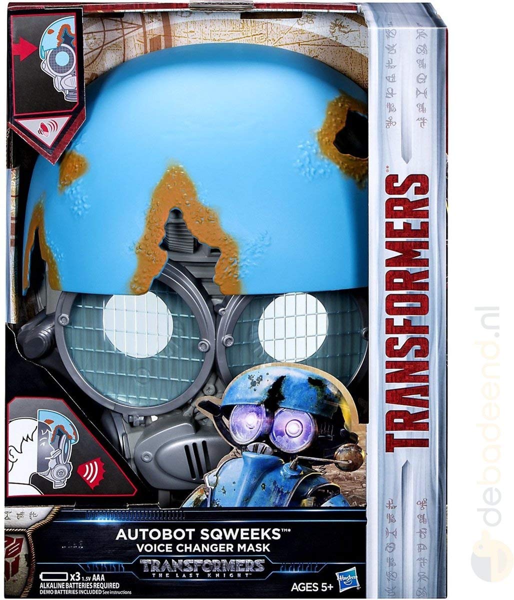 Transformers The Last Knight Autobot Sqweeks Voice Changer Mask with Bobble Motion Bumblebee Movie